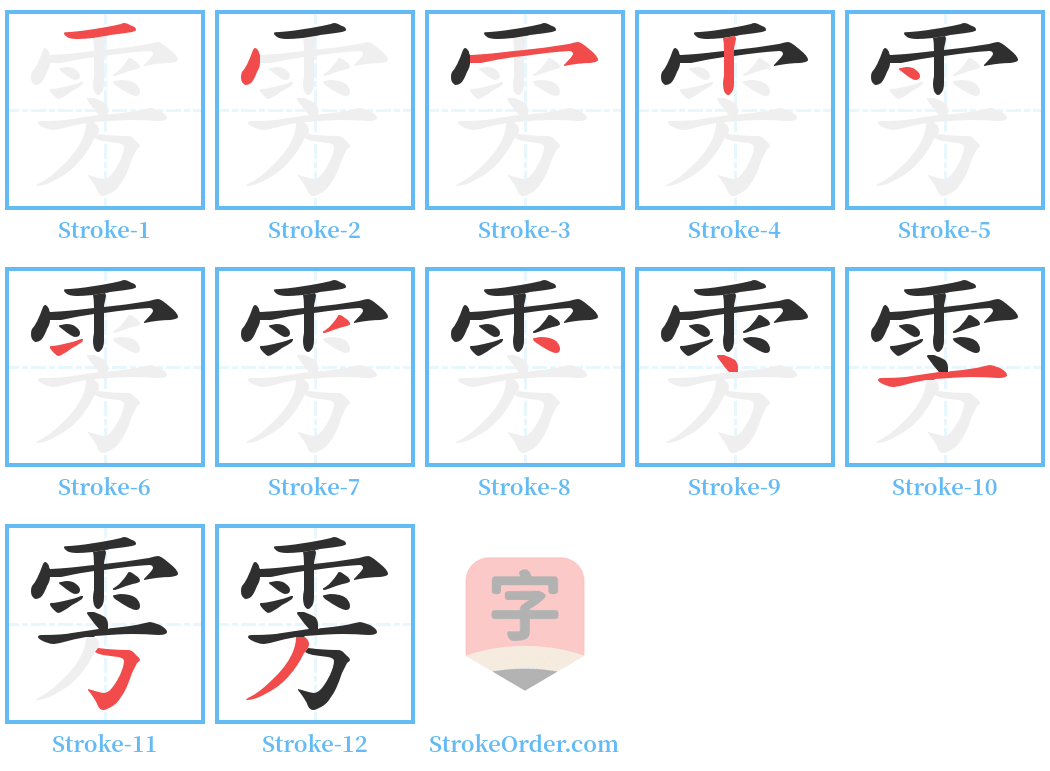 雱 Stroke Order Diagrams