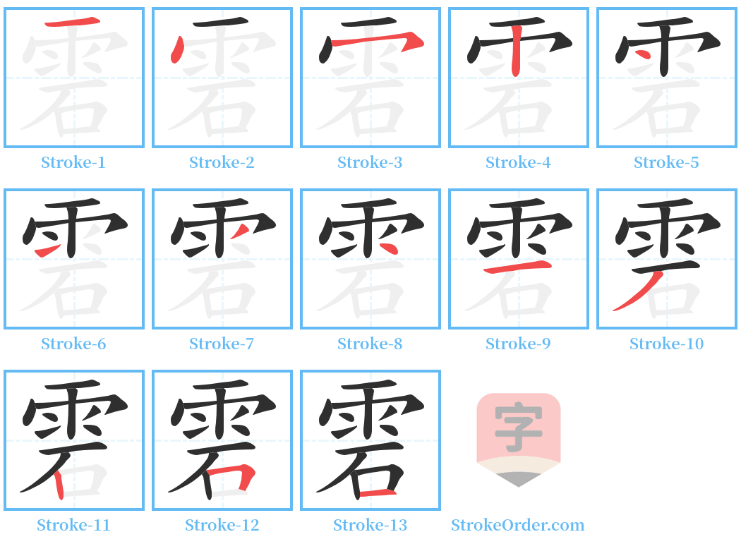 雼 Stroke Order Diagrams