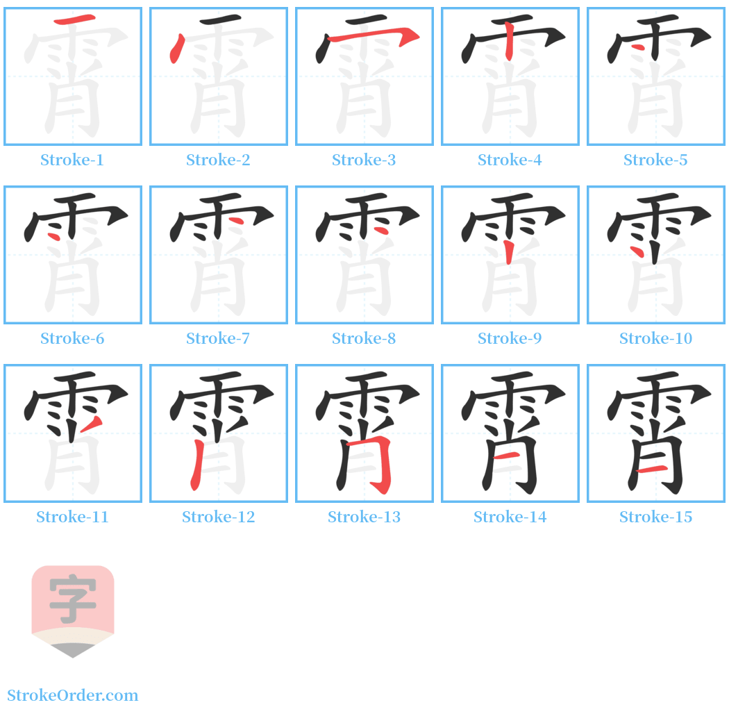 霄 Stroke Order Diagrams