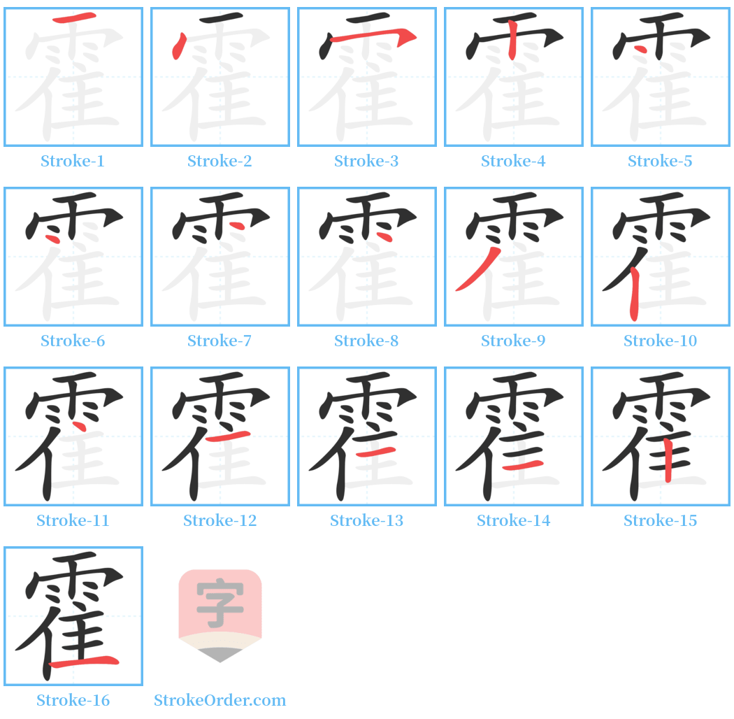 霍 Stroke Order Diagrams