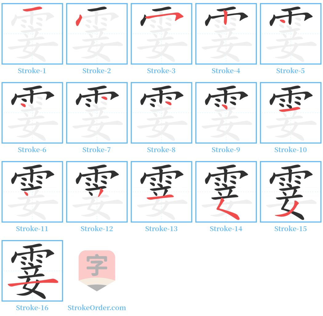 霎 Stroke Order Diagrams