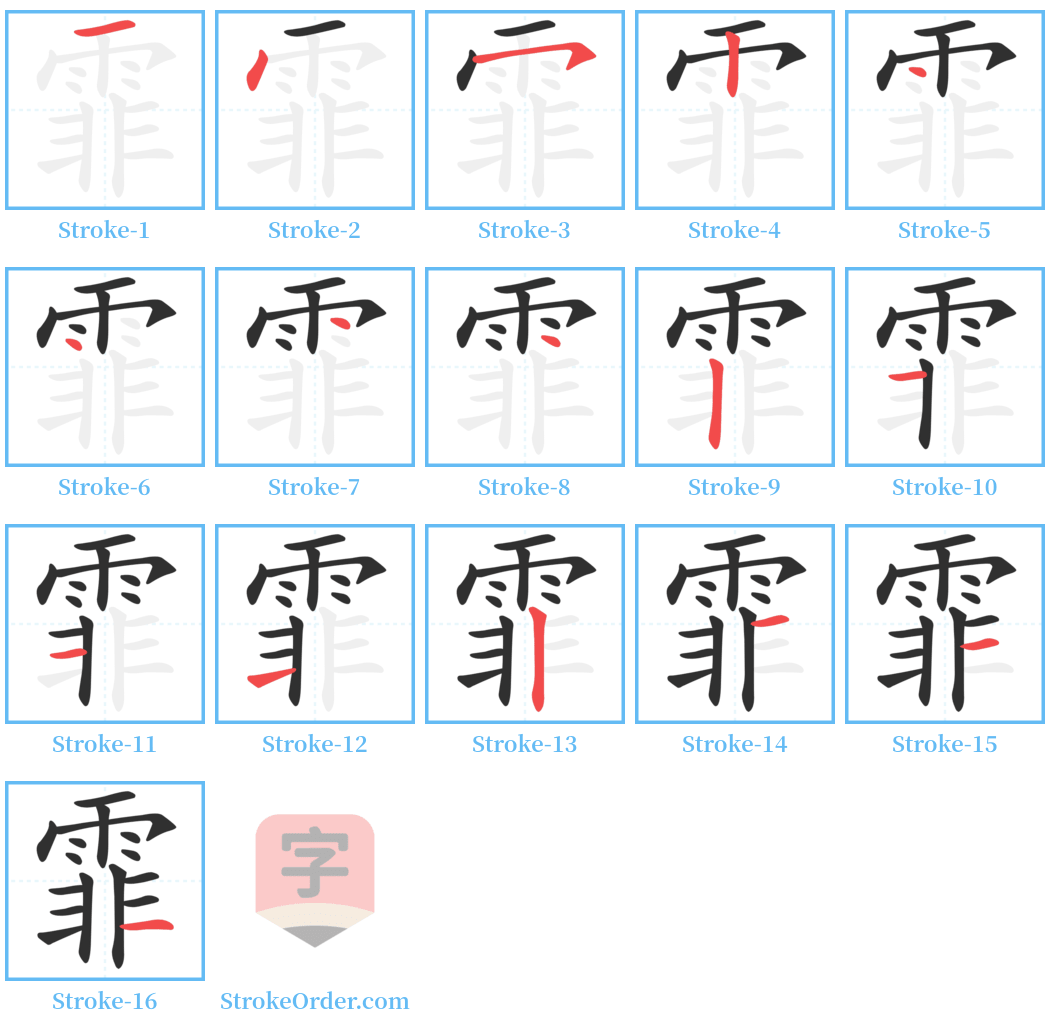 霏 Stroke Order Diagrams