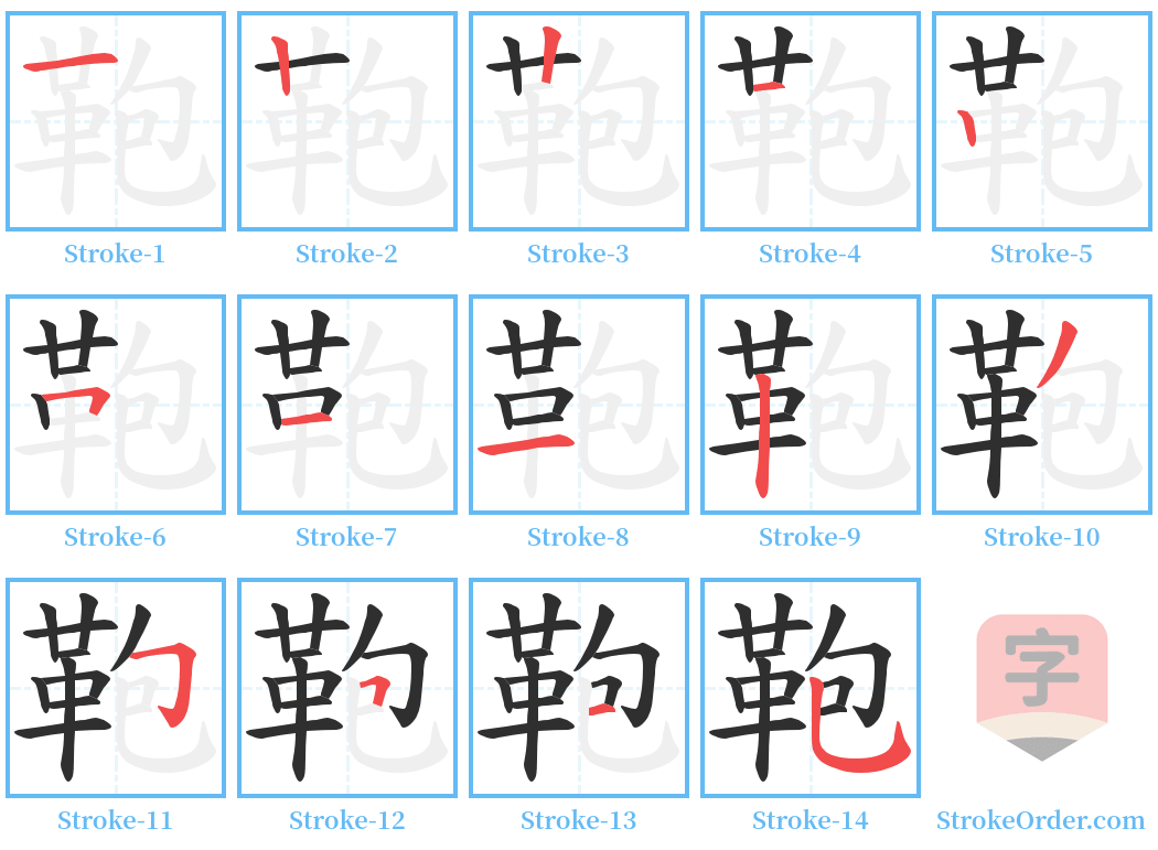 鞄 Stroke Order Diagrams