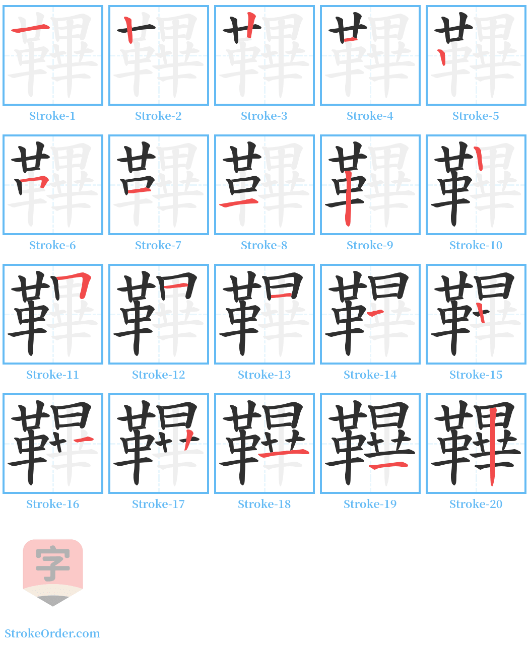 鞸 Stroke Order Diagrams