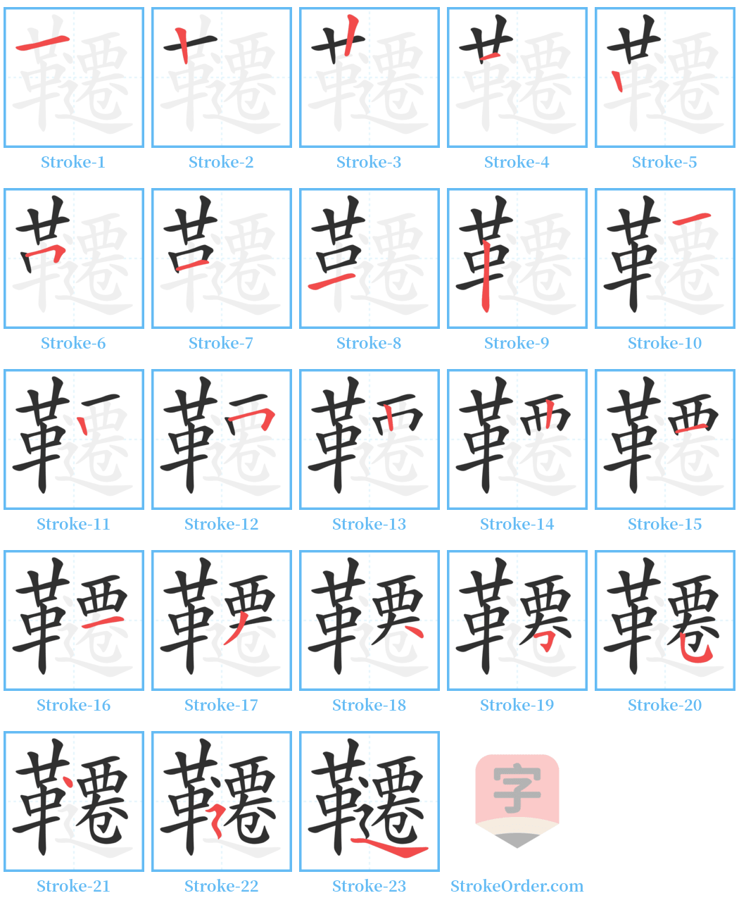 韆 Stroke Order Diagrams