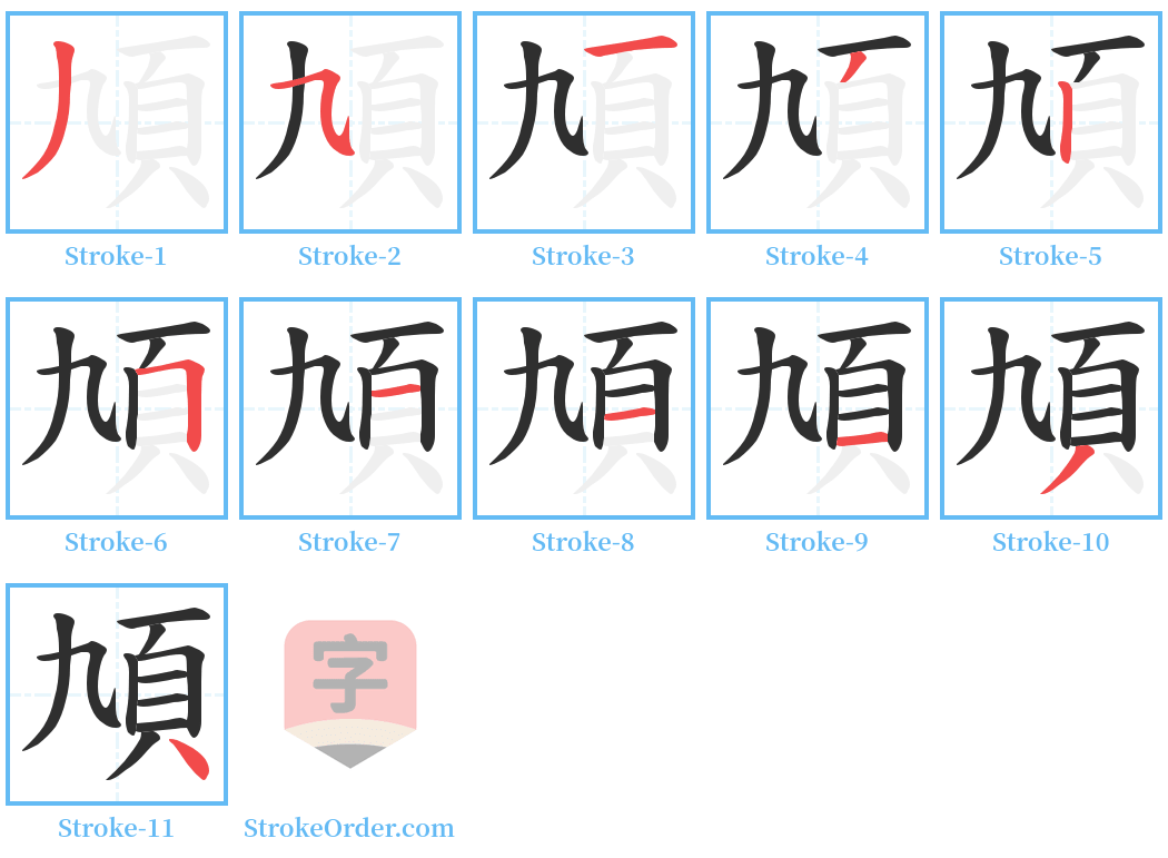 頄 Stroke Order Diagrams