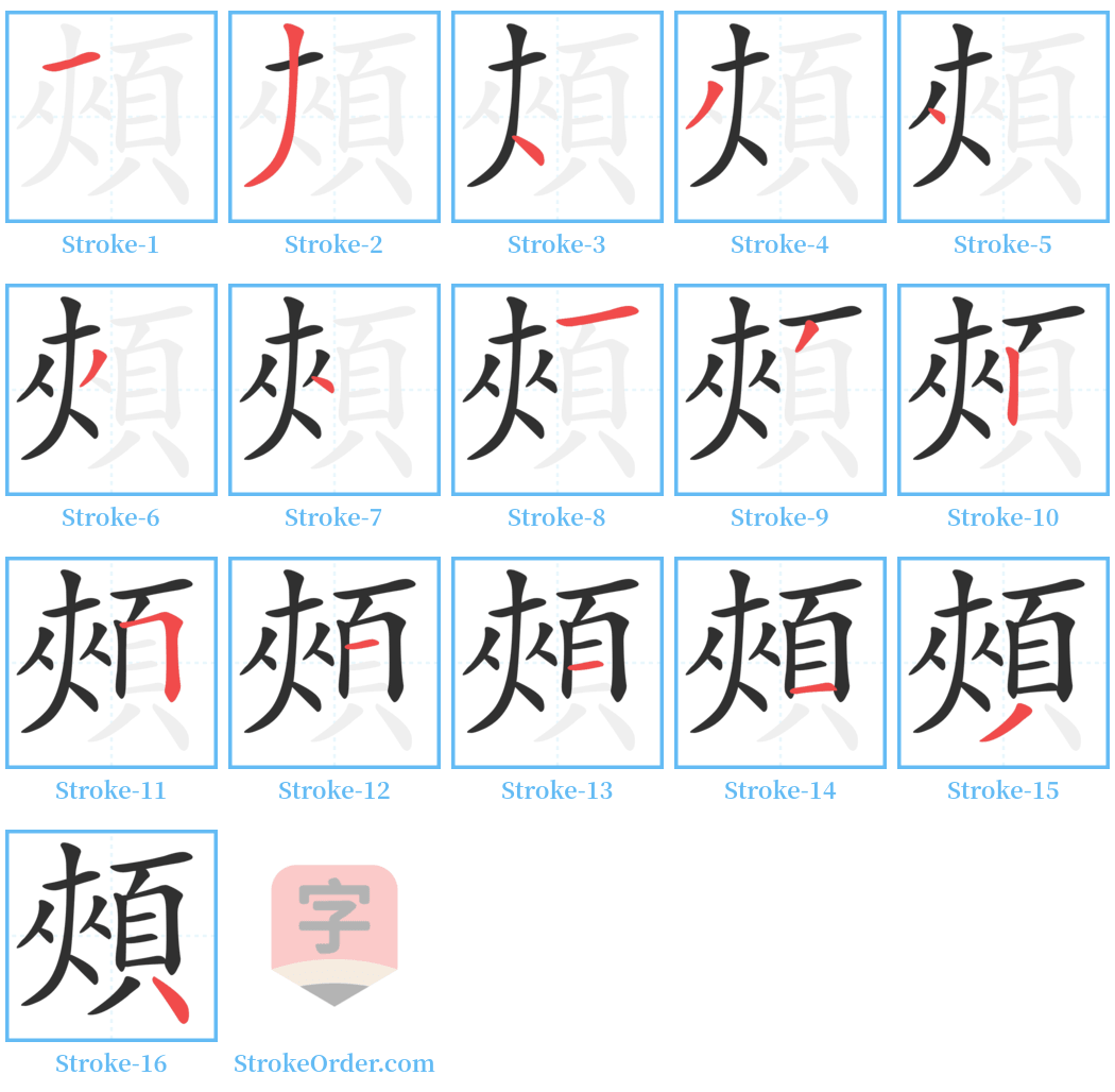 頰 Stroke Order Diagrams