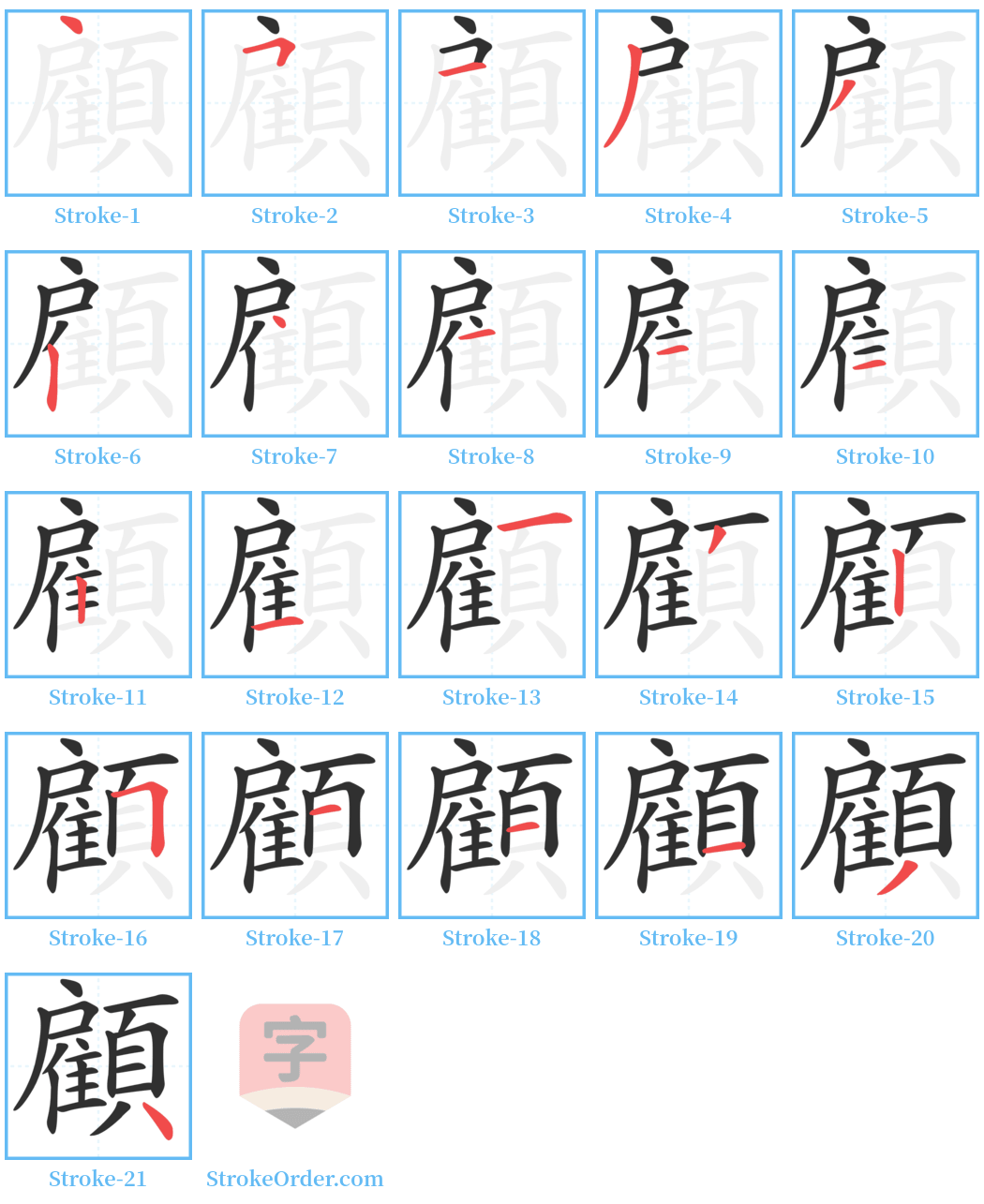 顧 Stroke Order Diagrams