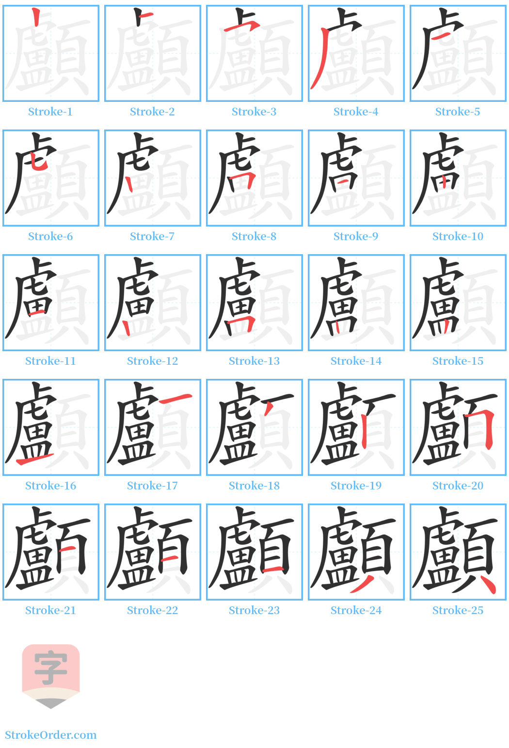 顱 Stroke Order Diagrams