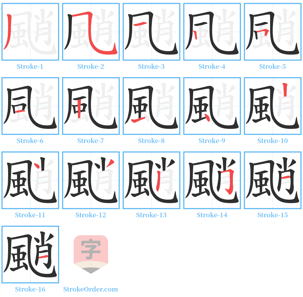 颵 Stroke Order Diagrams