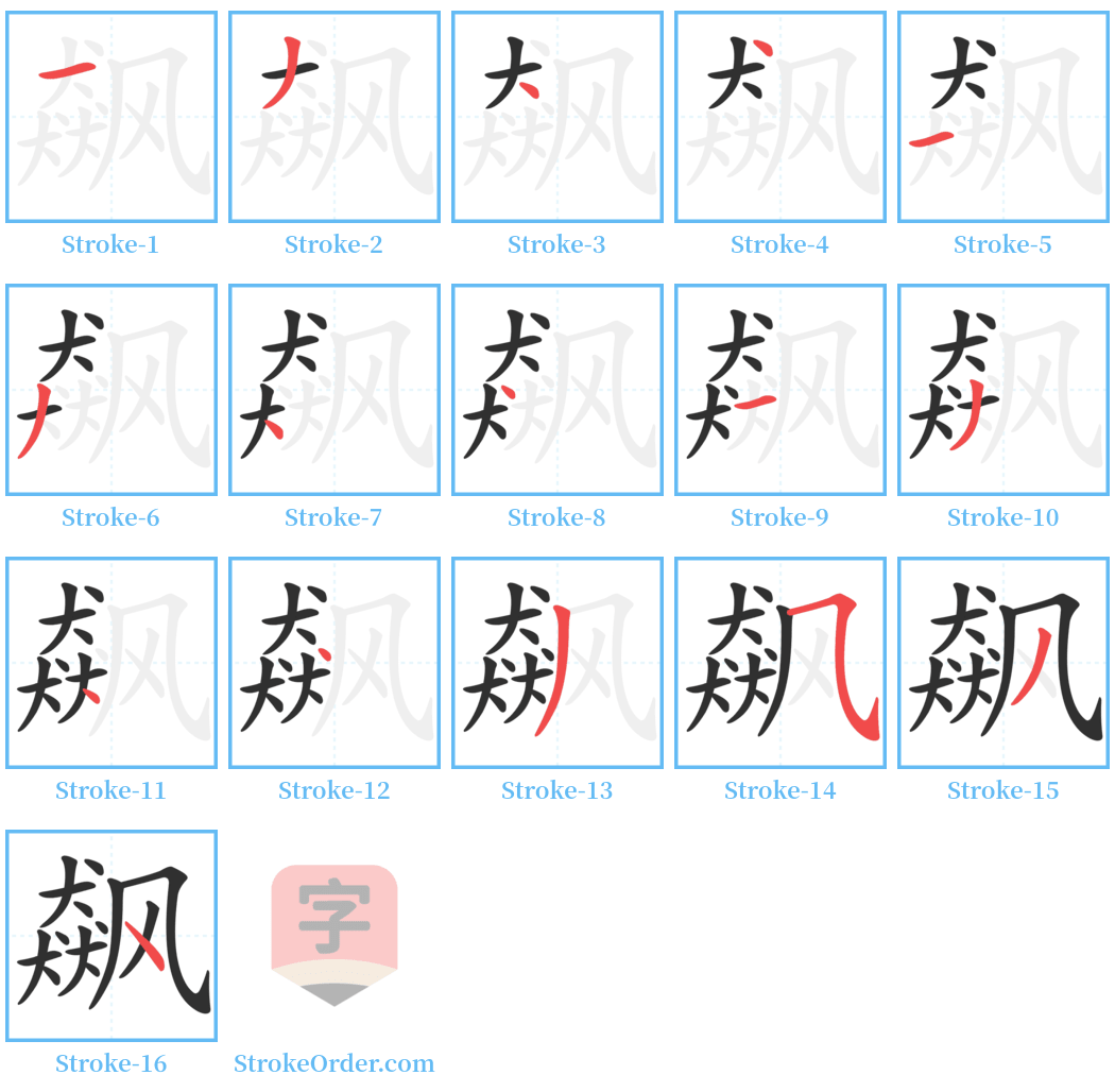 飙 Stroke Order Diagrams