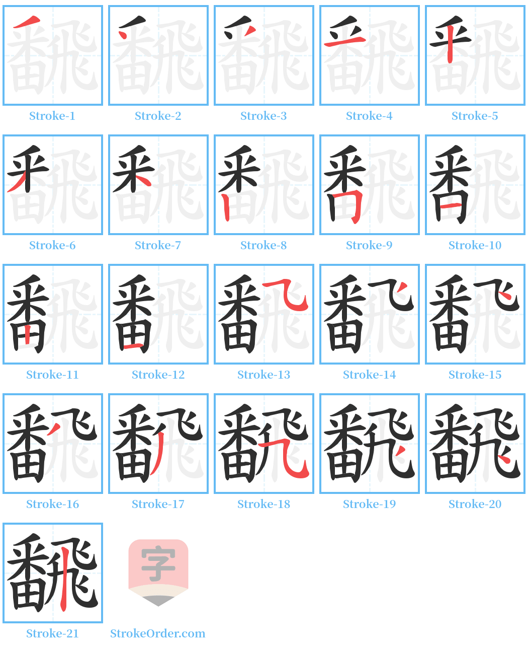 飜 Stroke Order Diagrams