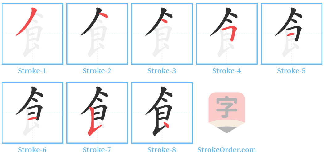 飠 Stroke Order Diagrams