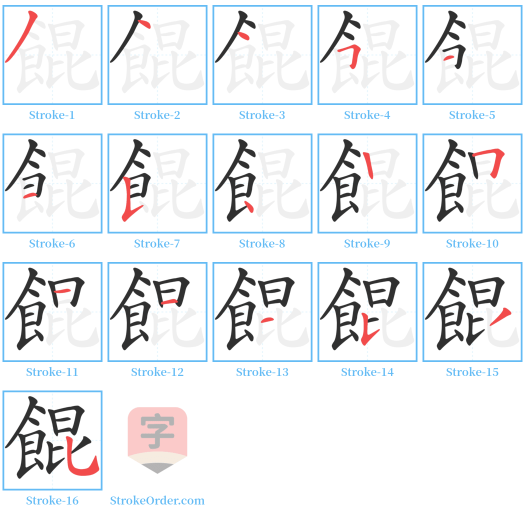 餛 Stroke Order Diagrams