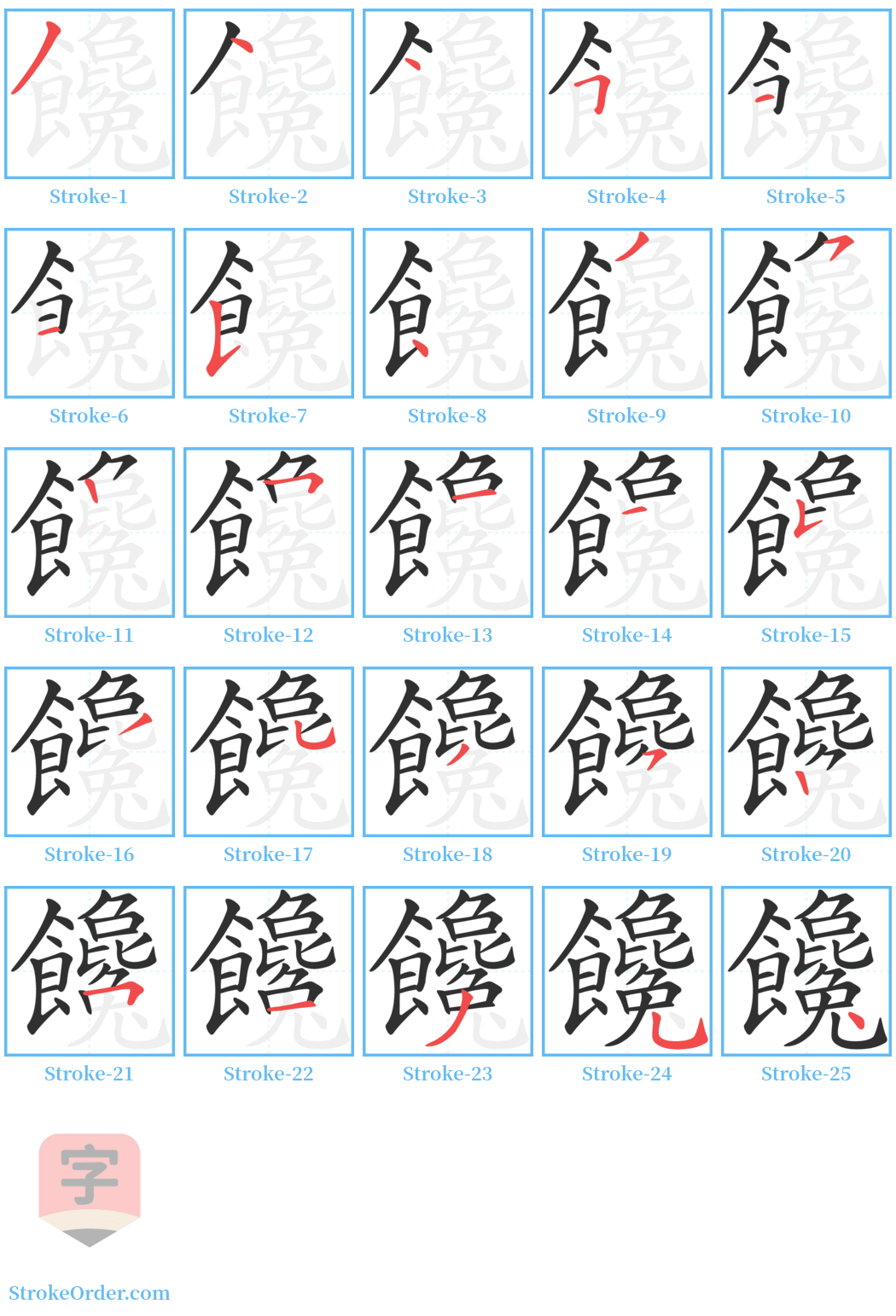 饞 Stroke Order Diagrams