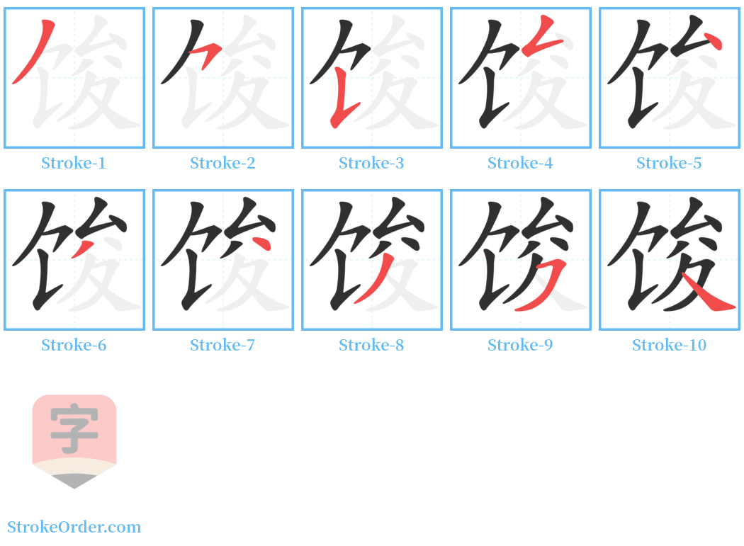 馂 Stroke Order Diagrams