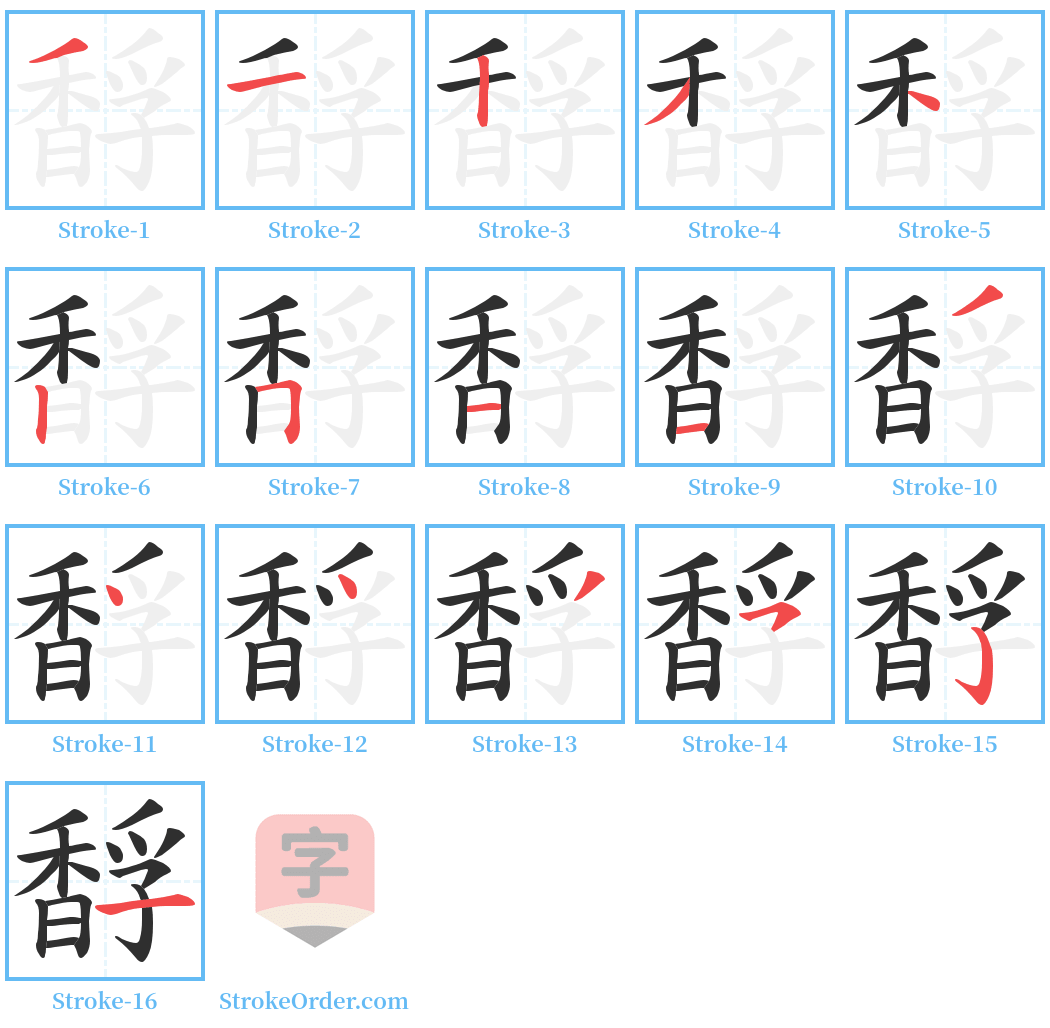 馟 Stroke Order Diagrams