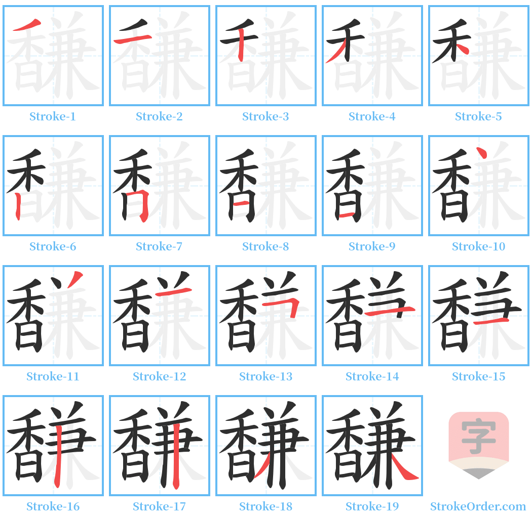 馦 Stroke Order Diagrams