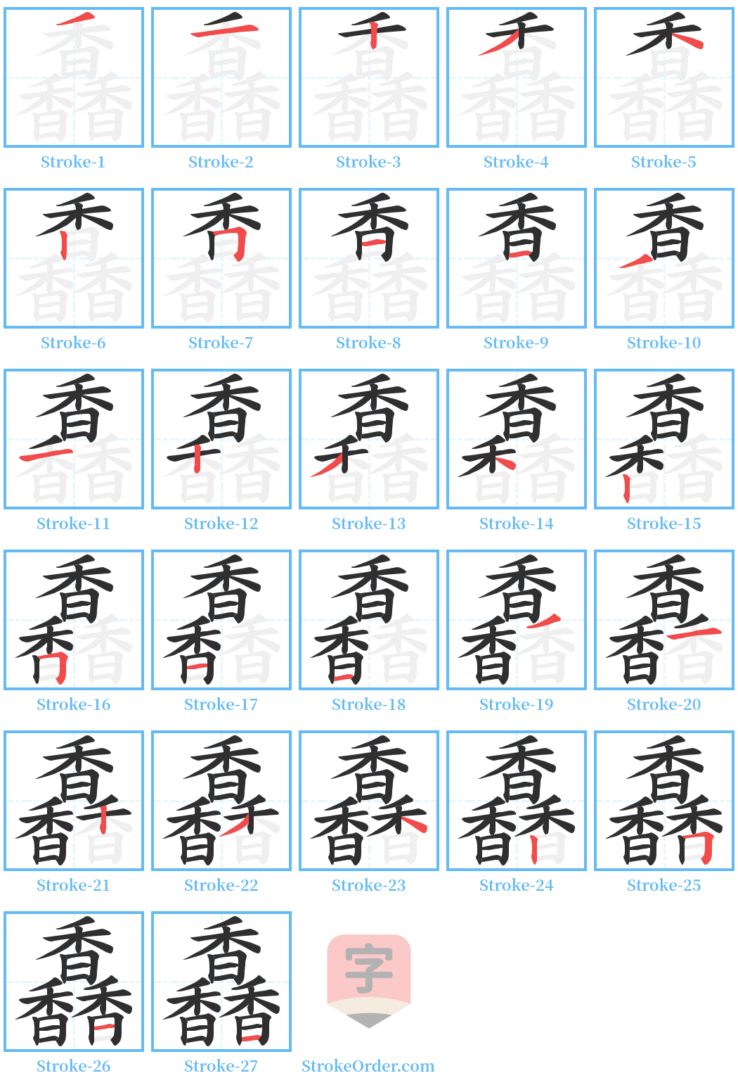 馫 Stroke Order Diagrams