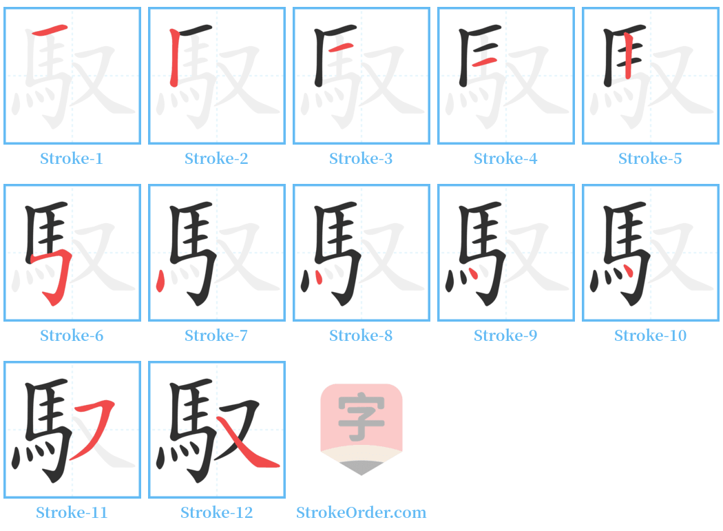 馭 Stroke Order Diagrams