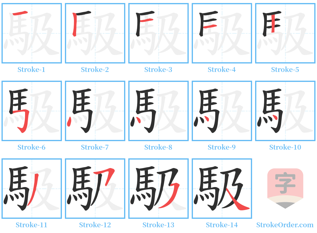 馺 Stroke Order Diagrams