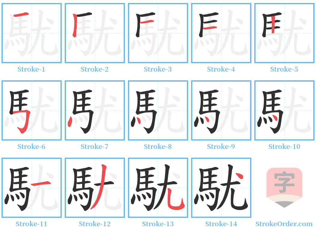 駀 Stroke Order Diagrams