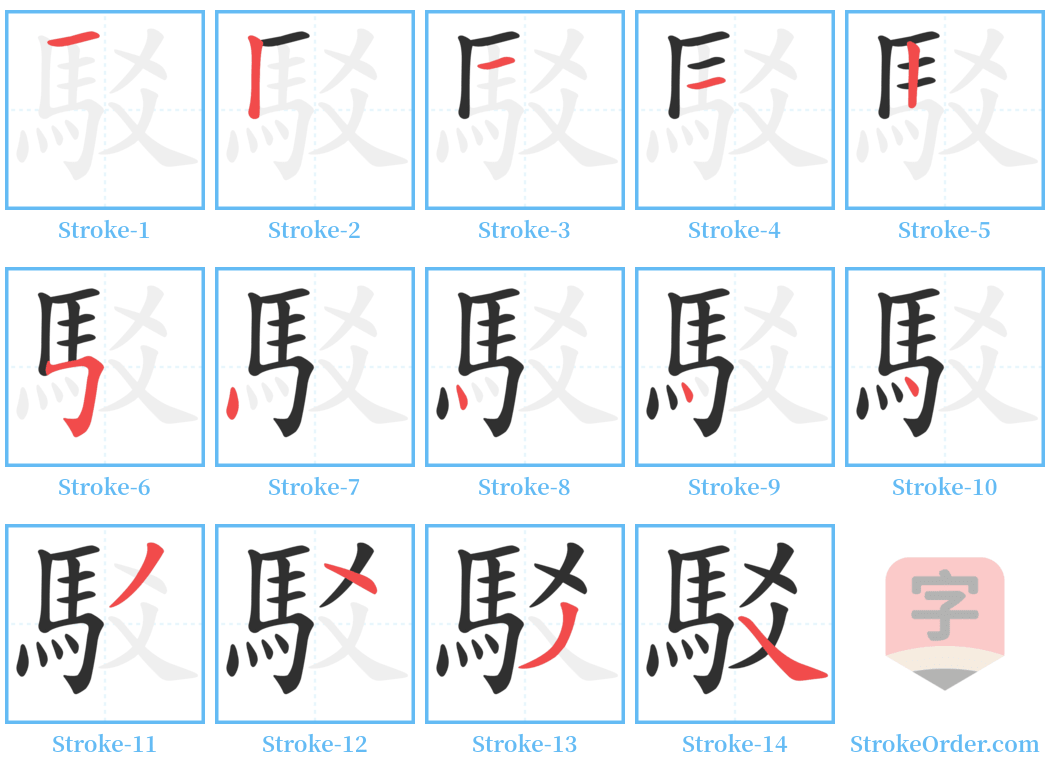 駁 Stroke Order Diagrams