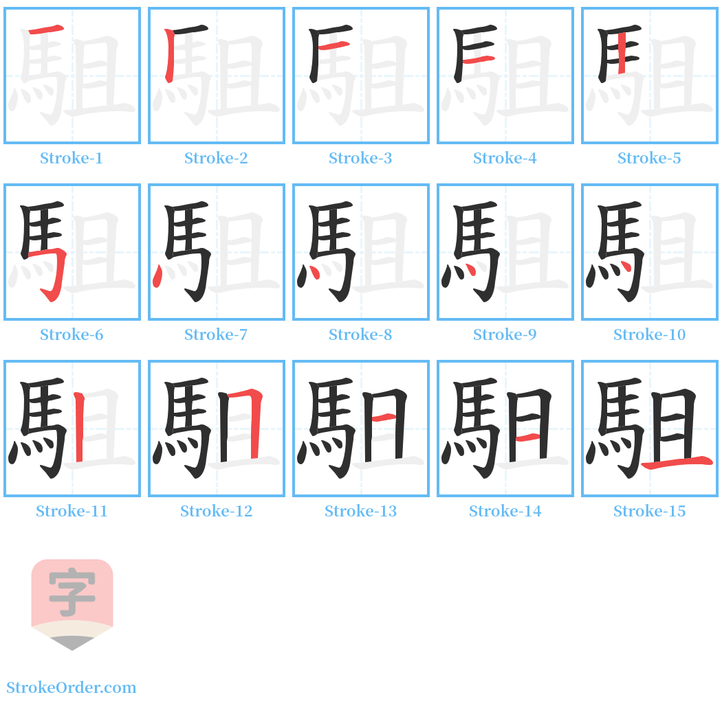 駔 Stroke Order Diagrams