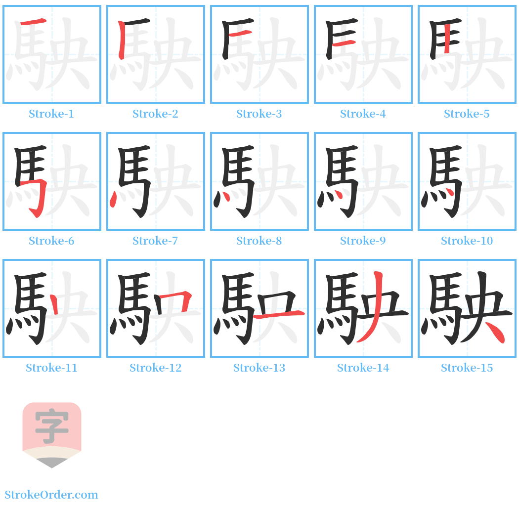 駚 Stroke Order Diagrams