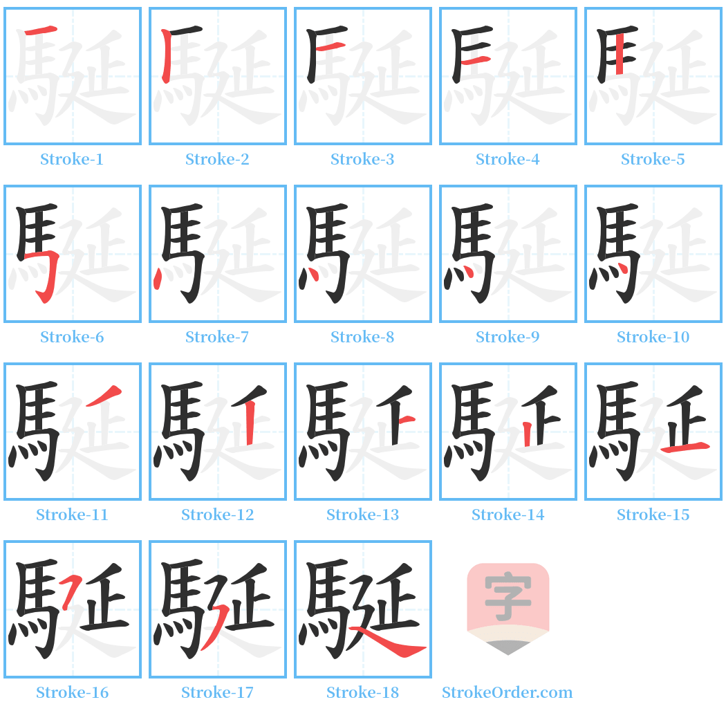 駳 Stroke Order Diagrams