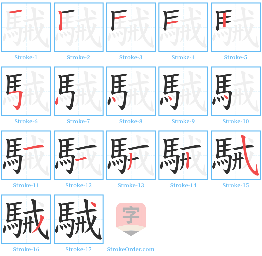 駴 Stroke Order Diagrams