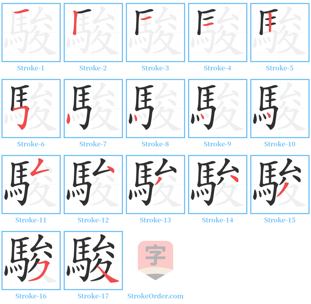 駿 Stroke Order Diagrams