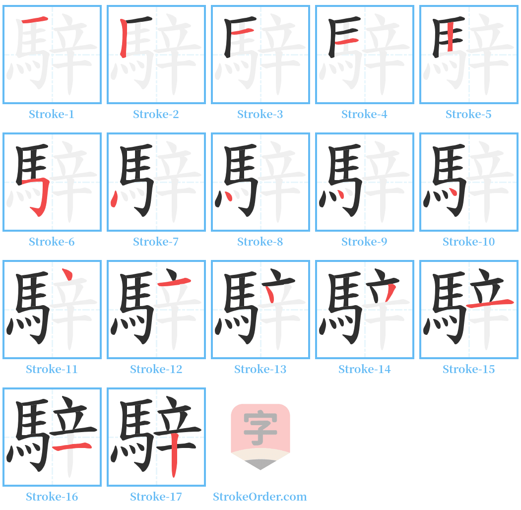 騂 Stroke Order Diagrams