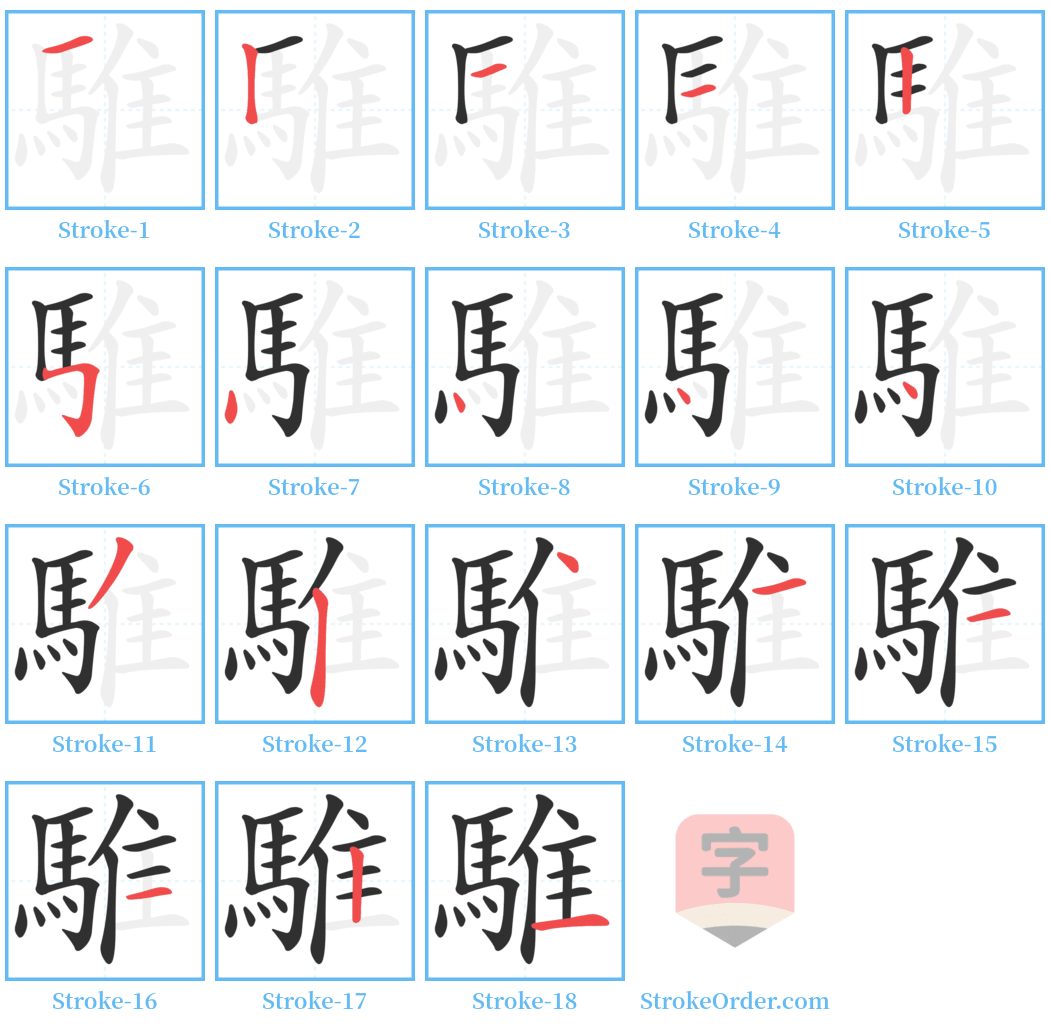 騅 Stroke Order Diagrams