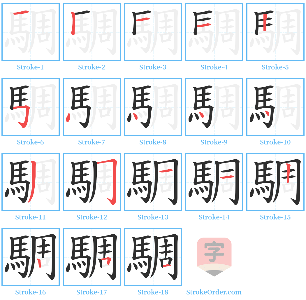 騆 Stroke Order Diagrams