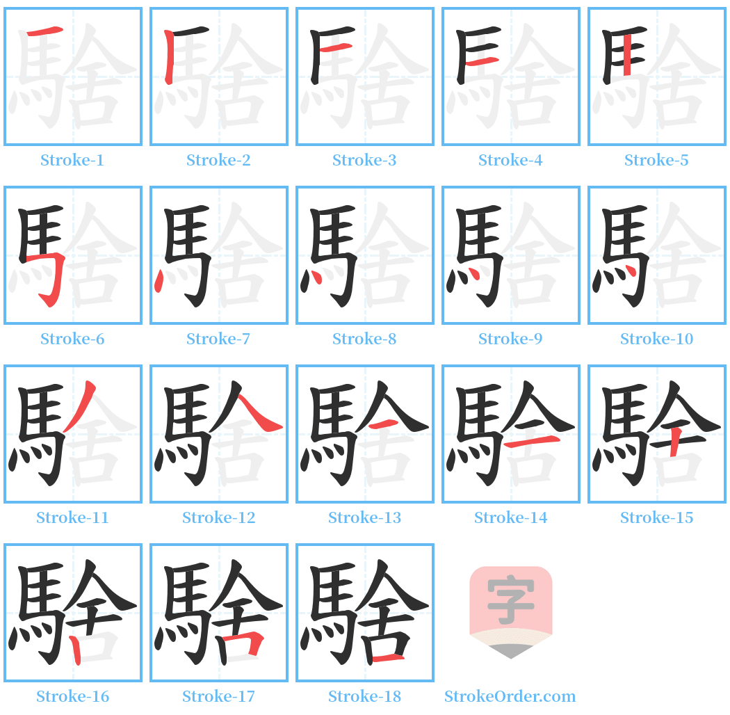 騇 Stroke Order Diagrams