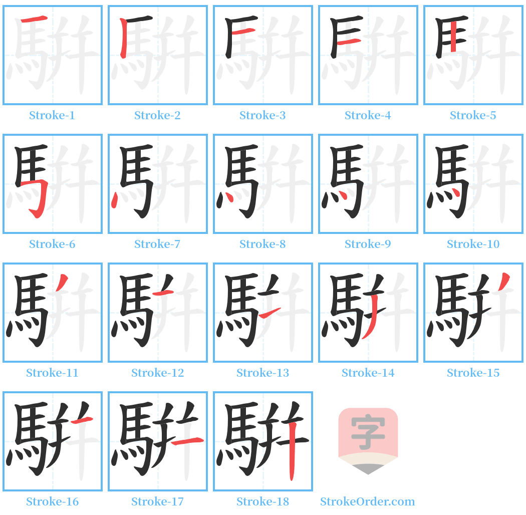 騈 Stroke Order Diagrams