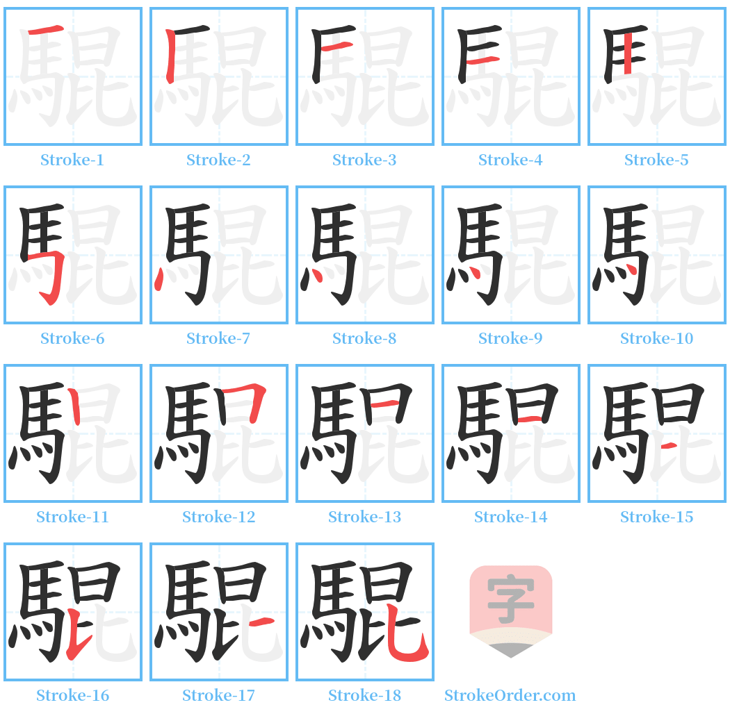 騉 Stroke Order Diagrams