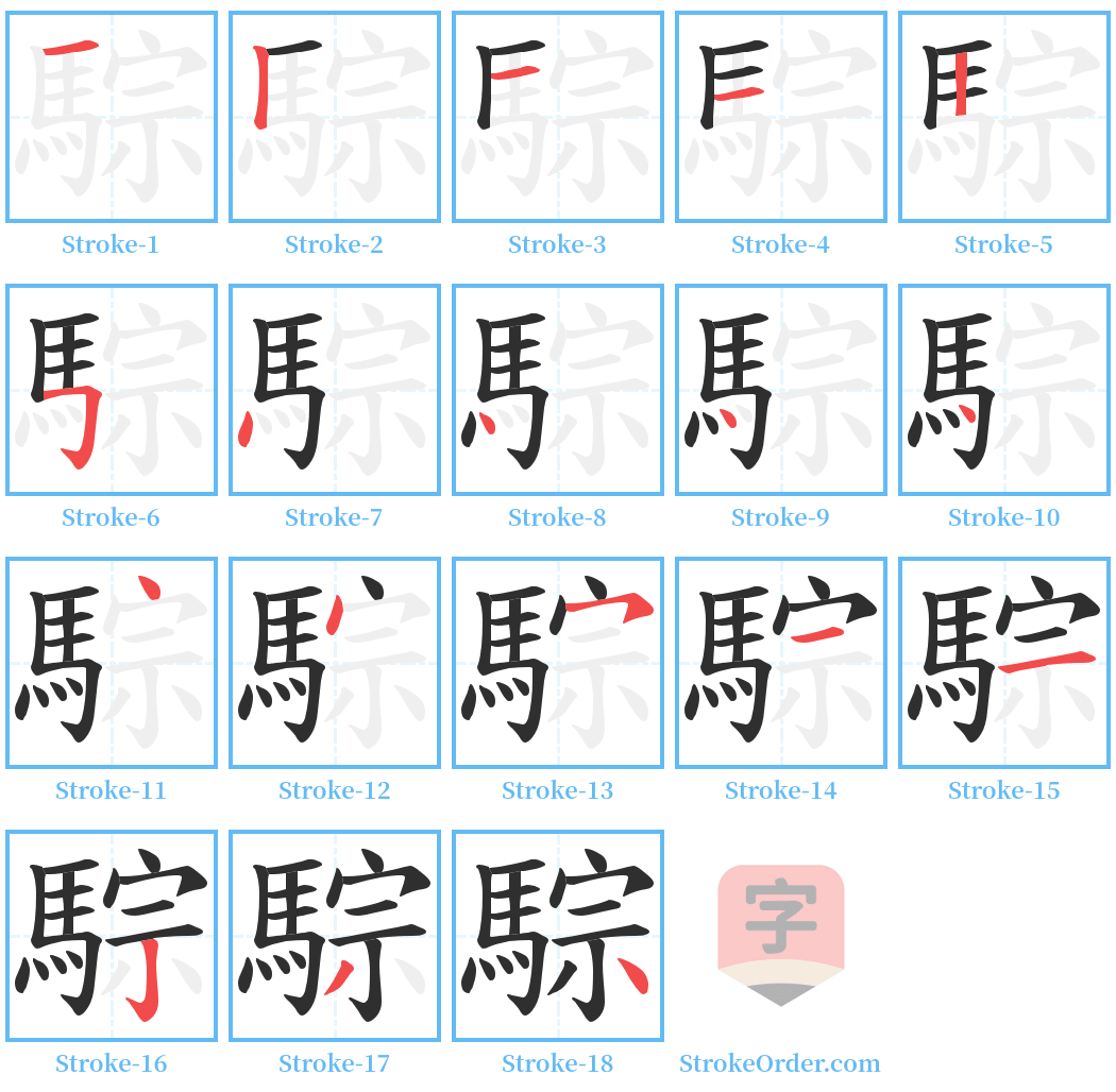 騌 Stroke Order Diagrams