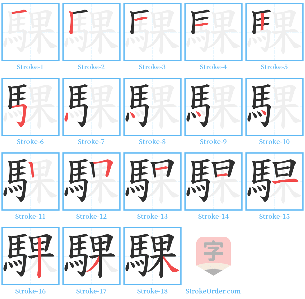 騍 Stroke Order Diagrams