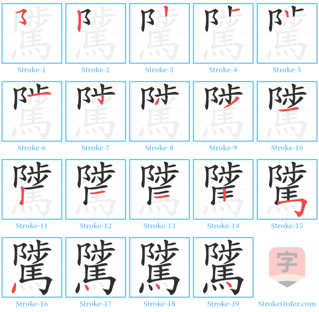 騭 Stroke Order Diagrams