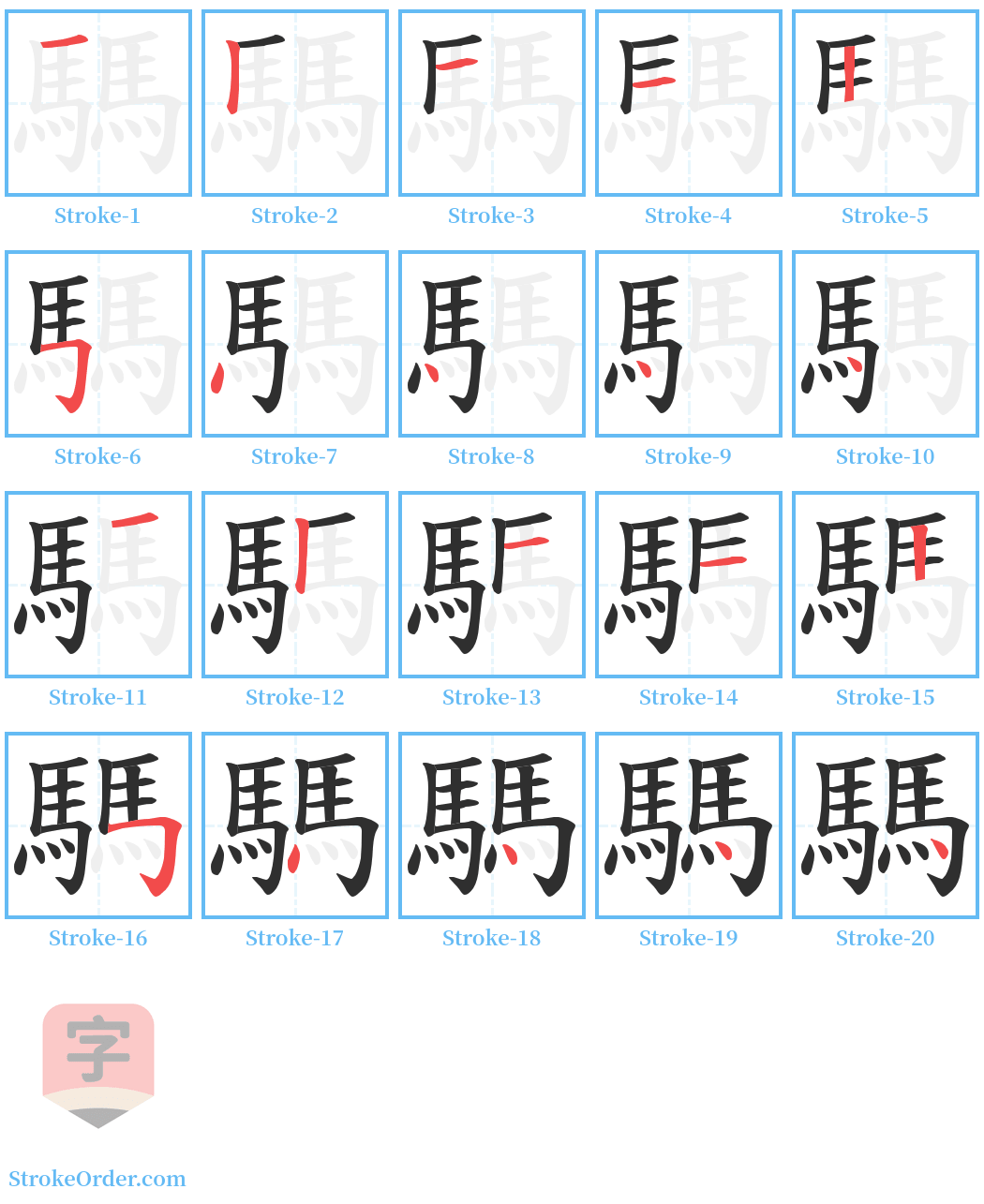 騳 Stroke Order Diagrams