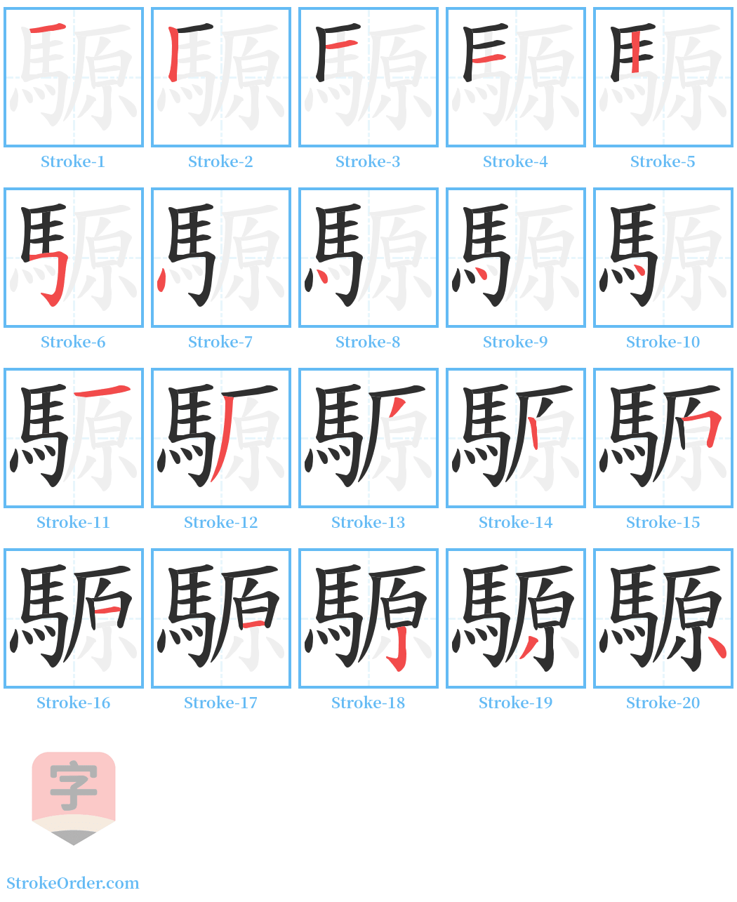 騵 Stroke Order Diagrams