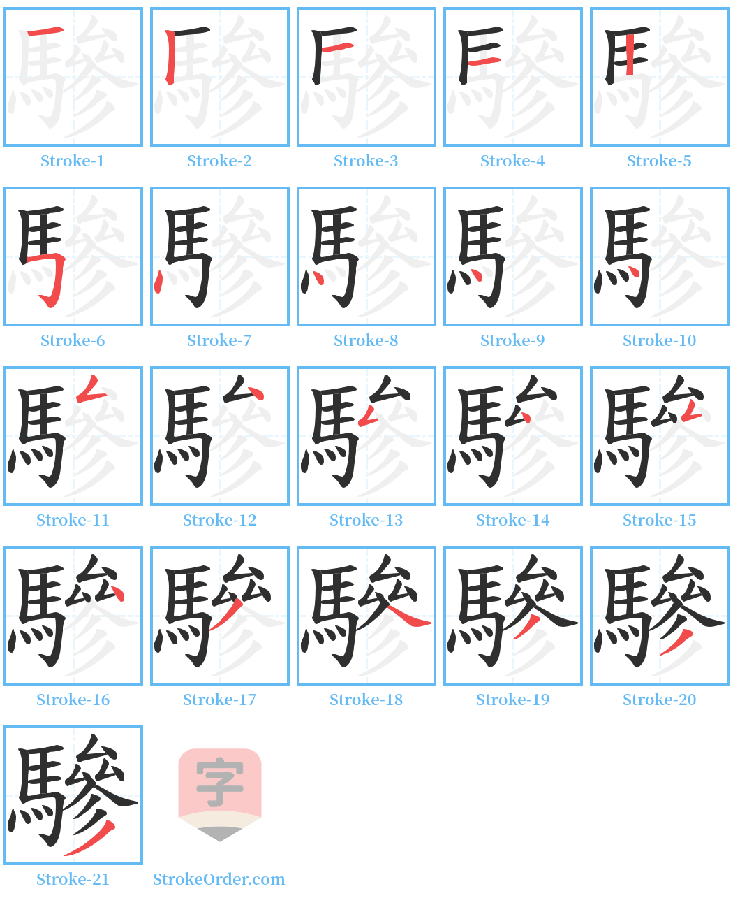 驂 Stroke Order Diagrams