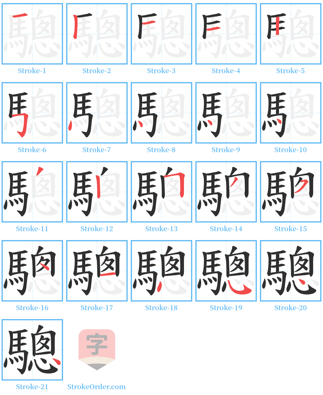 驄 Stroke Order Diagrams