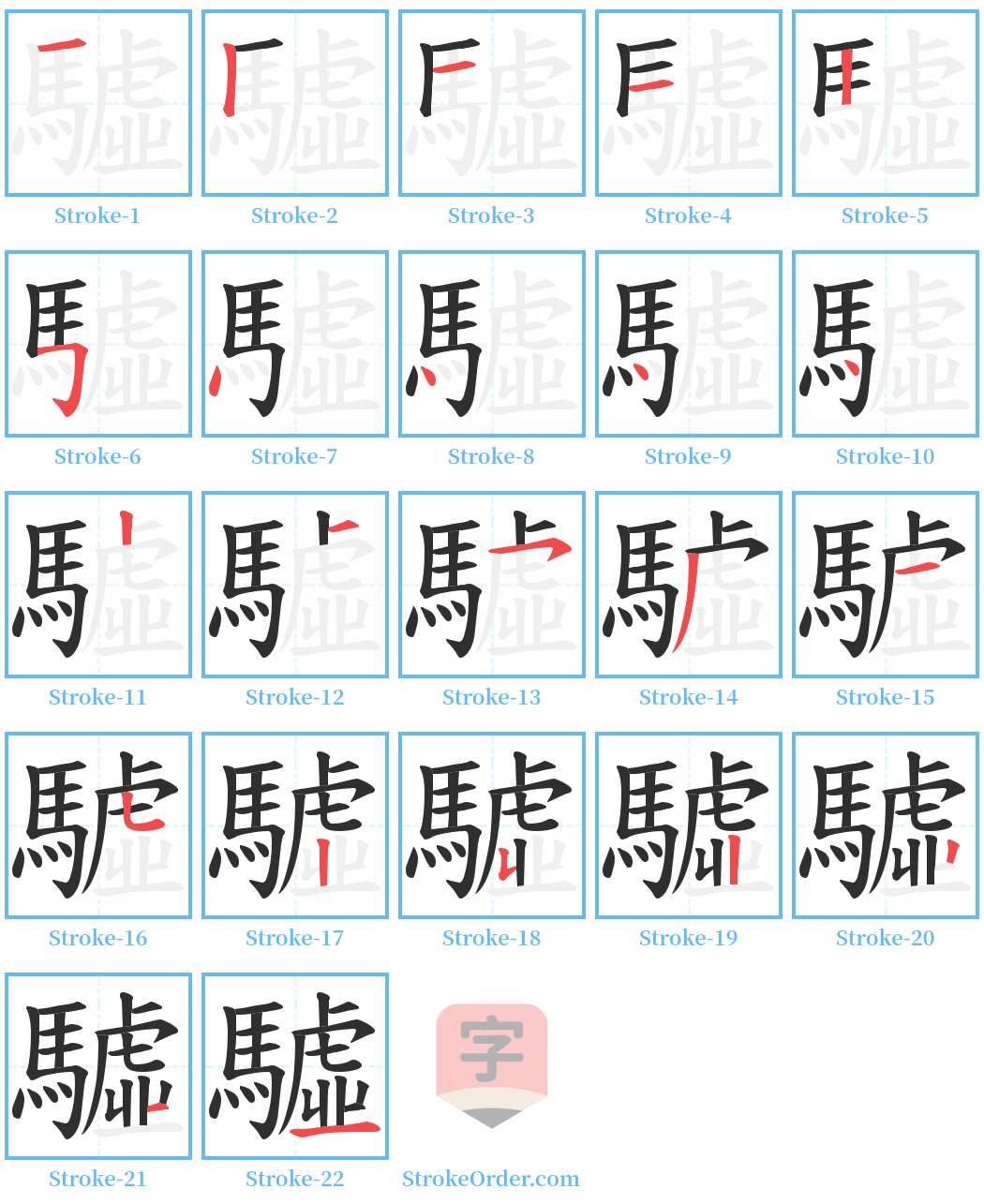 驉 Stroke Order Diagrams