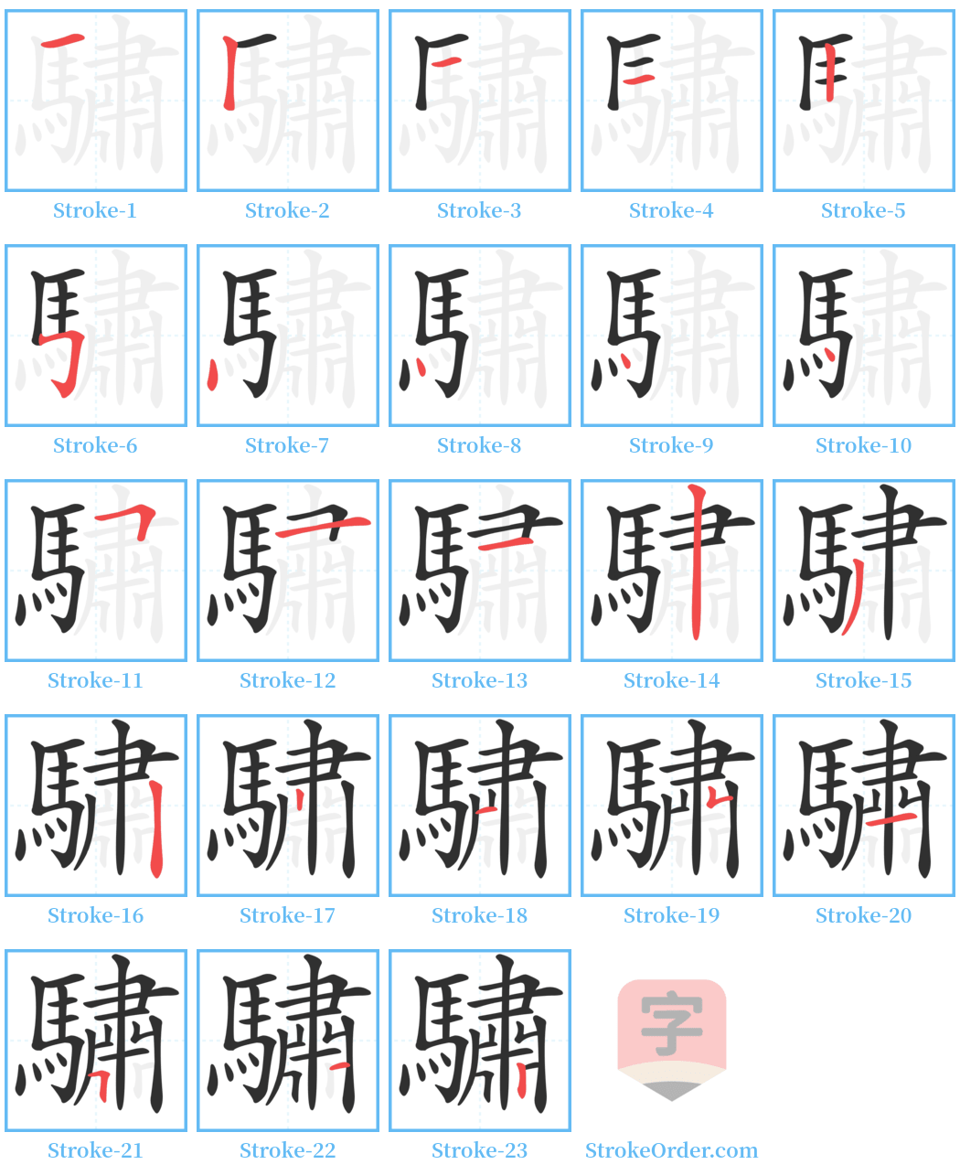 驌 Stroke Order Diagrams