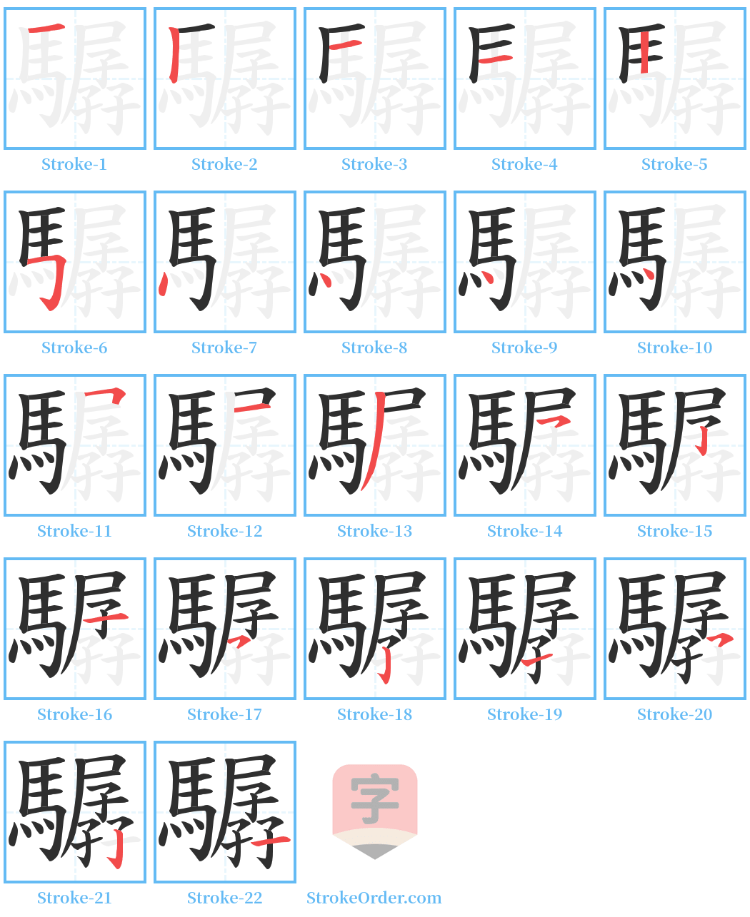 驏 Stroke Order Diagrams