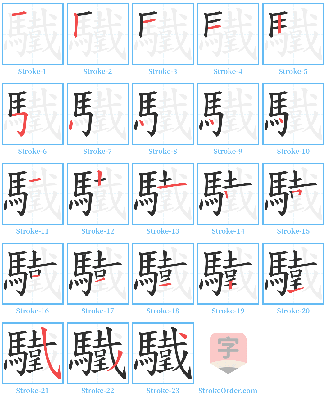 驖 Stroke Order Diagrams