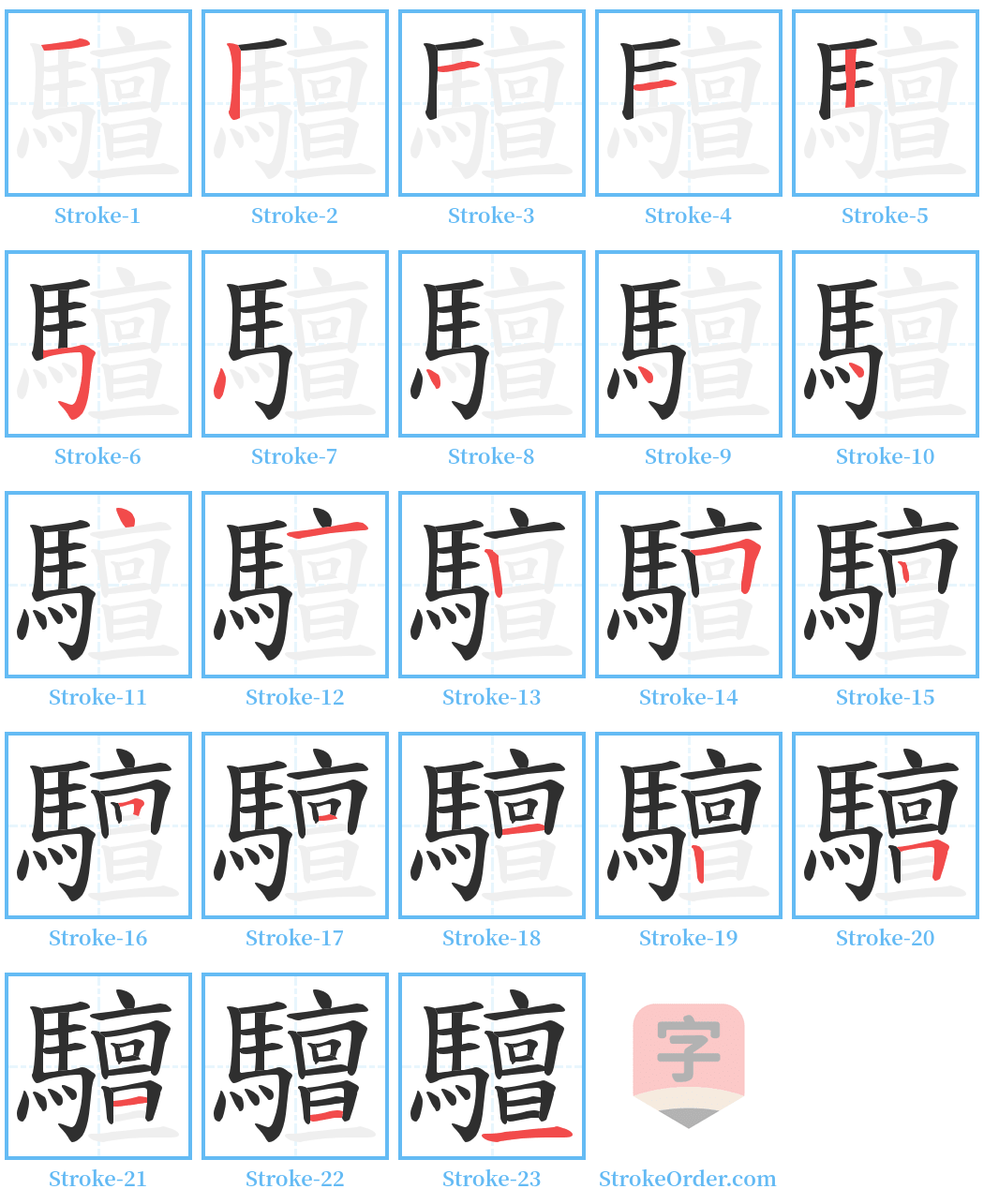 驙 Stroke Order Diagrams